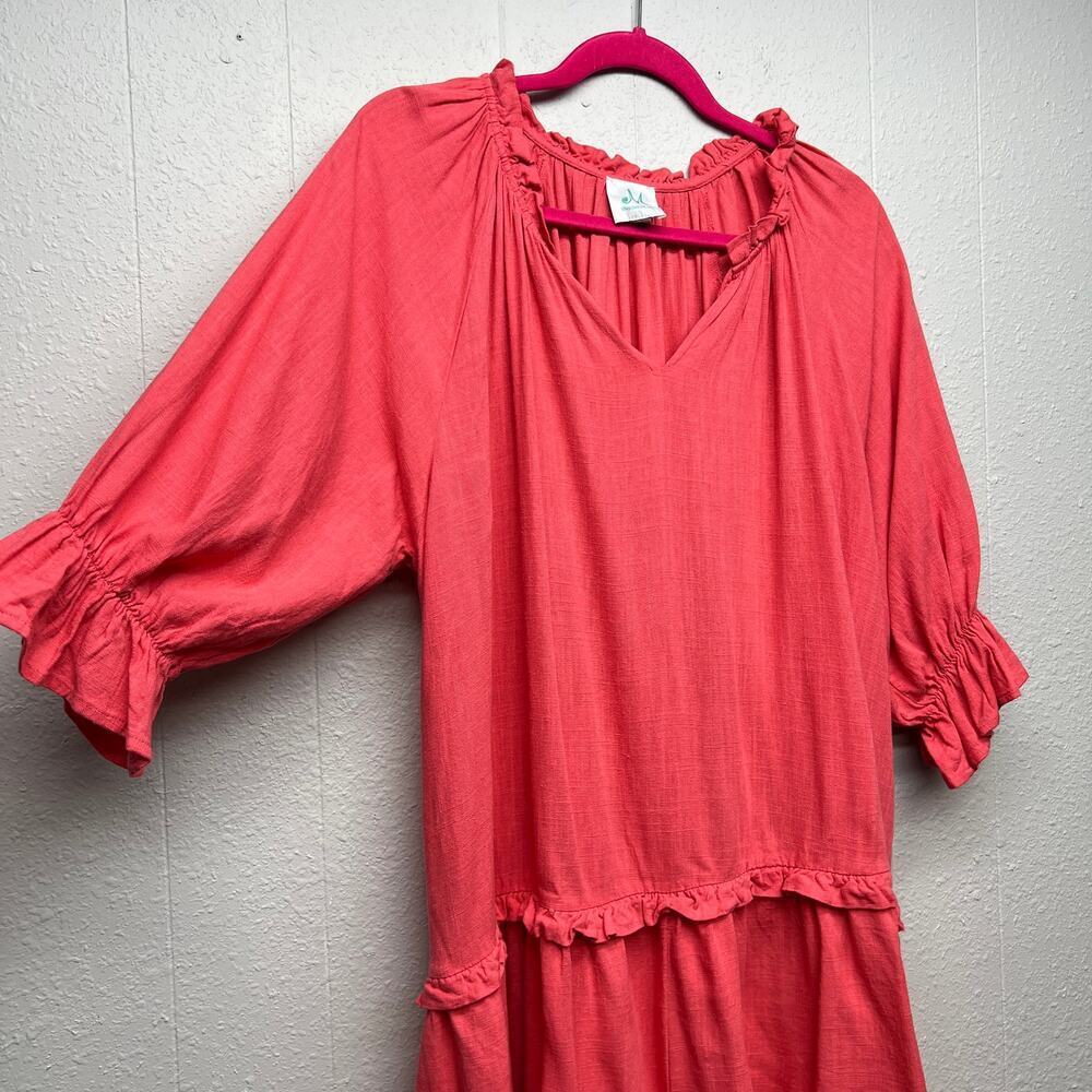 Shop The Mint Oversized Cotton Linen Dress Womens M Ruffle Boho Festival Beachy - Picture 6 of 14